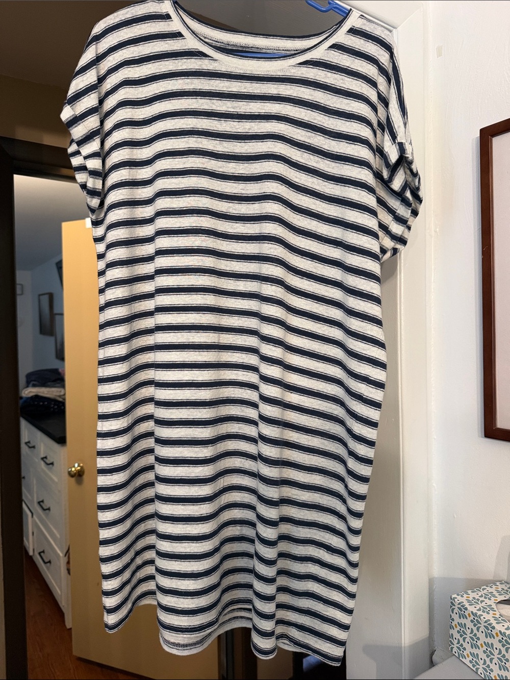 Thread & Supply Navy and White Striped Midi Dress